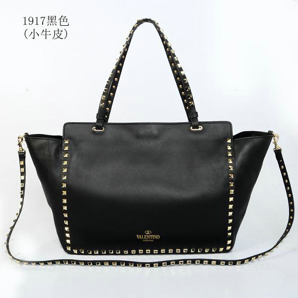 2014 Valentino Garavani rockstud medium tote bag 1917 black - Click Image to Close